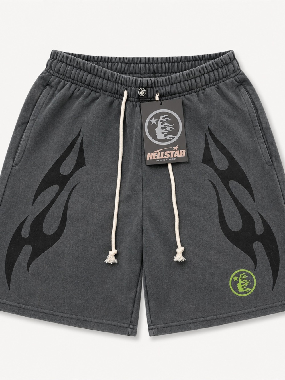 Hellstar Men's Charcoal Flame Graphic Athletic Shorts